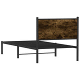 Cadre de lit en métal sans matelas chêne fumé 75x190 cm