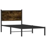 Cadre de lit en métal sans matelas chêne fumé 90x190 cm