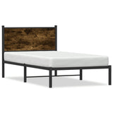 Cadre de lit en métal sans matelas chêne fumé 100x190 cm