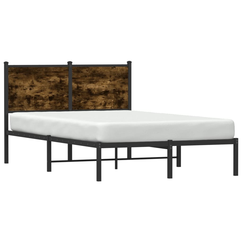 Cadre de lit en métal sans matelas chêne fumé 120x190 cm