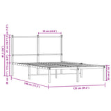 Cadre de lit en métal sans matelas chêne fumé 120x190 cm