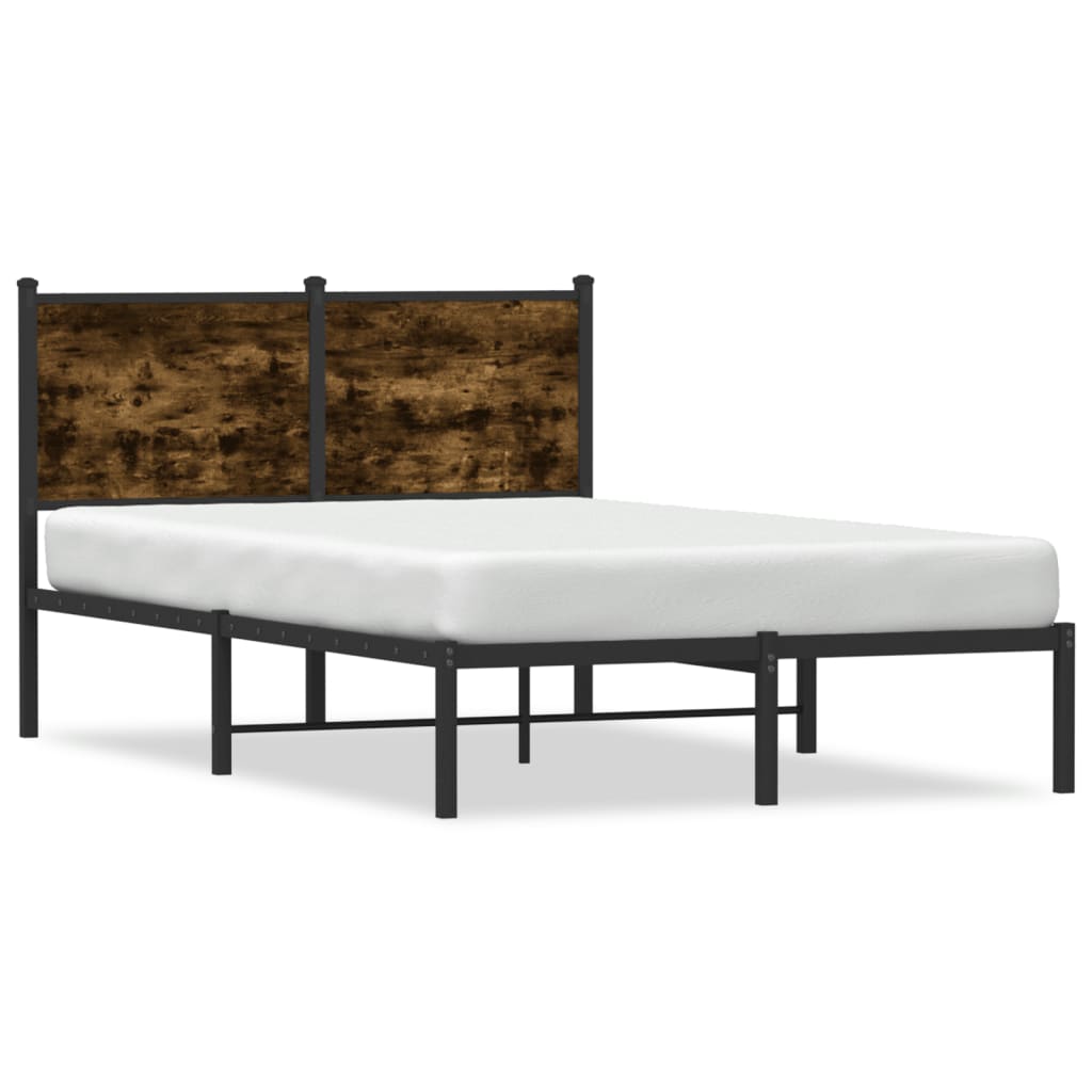 Metal bed frame without mattress smoked oak 120x200 cm