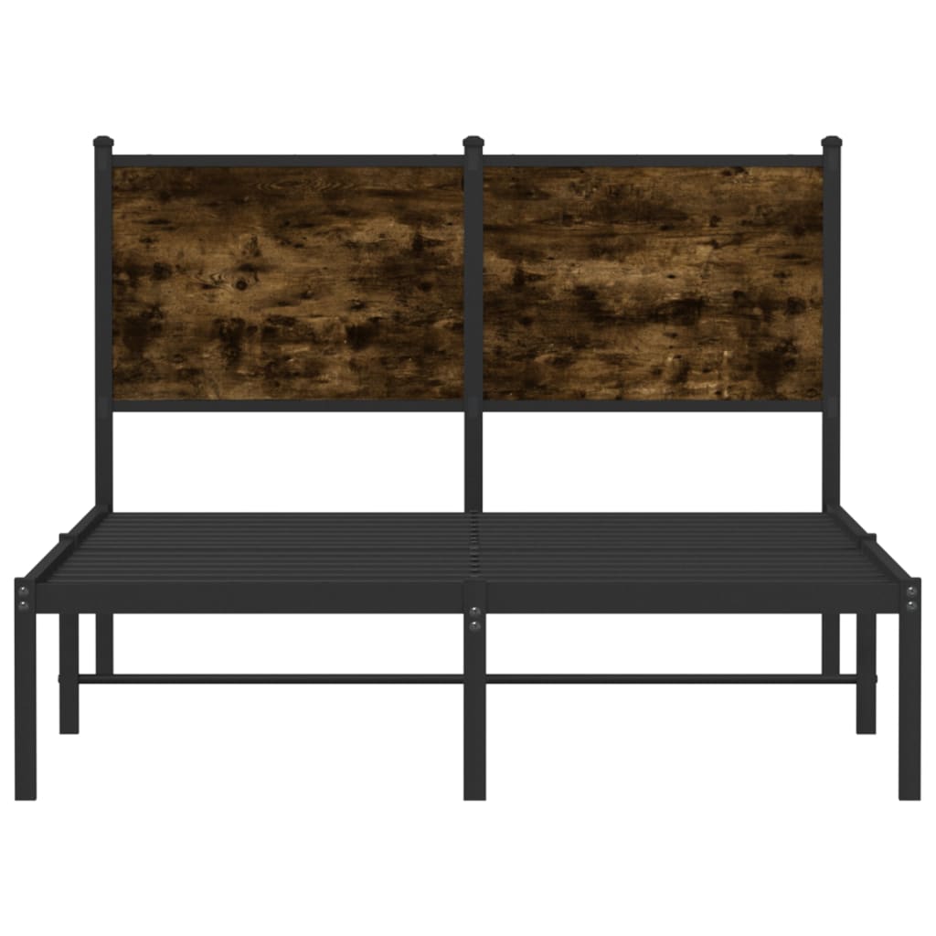 Metal bed frame without mattress smoked oak 120x200 cm