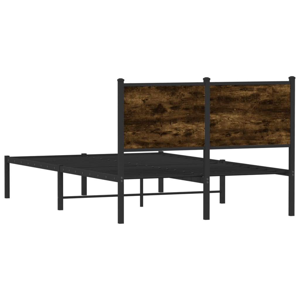 Metal bed frame without mattress smoked oak 120x200 cm