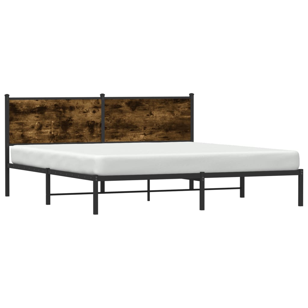 Cadre de lit en métal sans matelas chêne fumé 183x213 cm