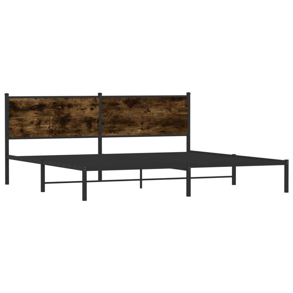 Metal bed frame without mattress smoked oak 193x203 cm