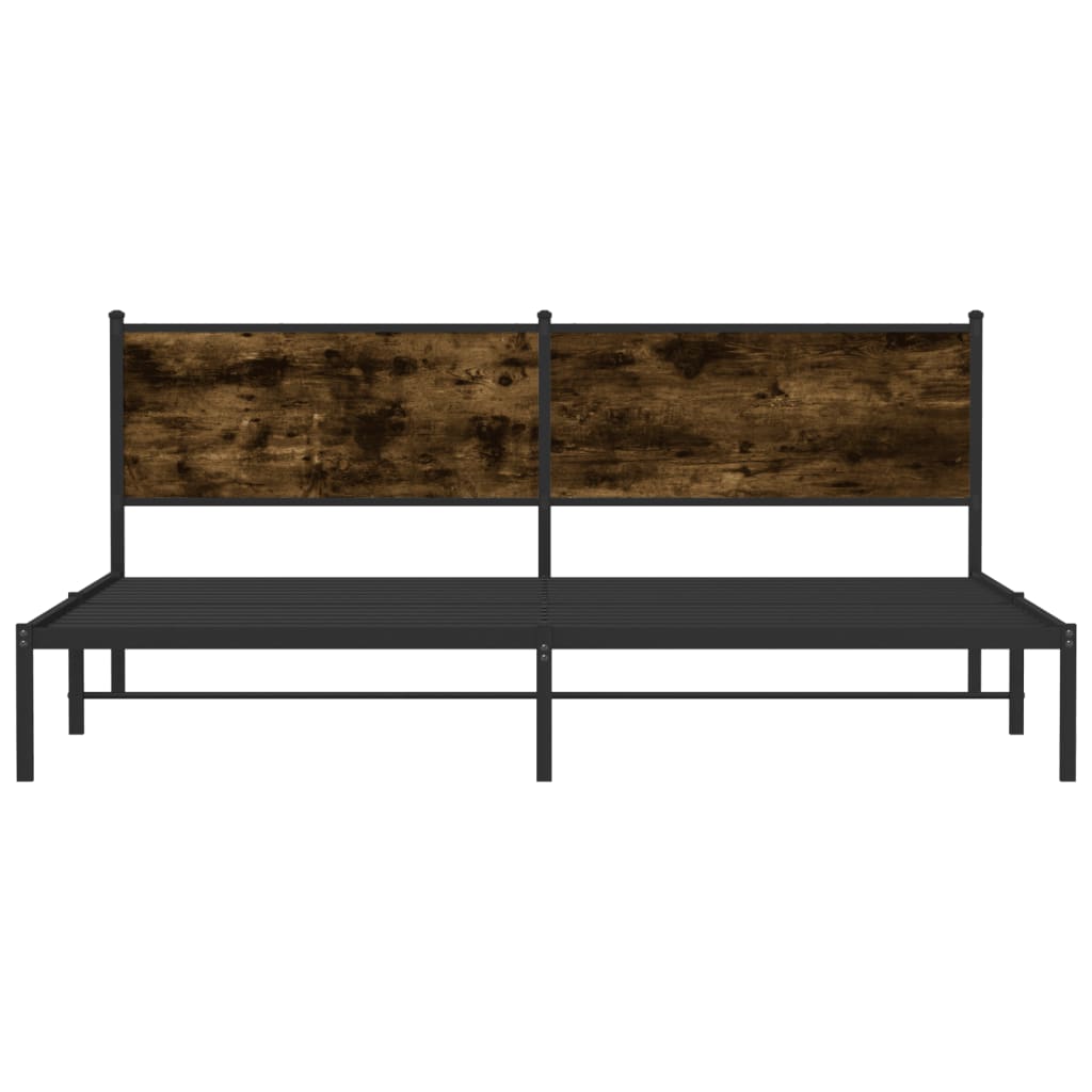 Metal bed frame without mattress smoked oak 193x203 cm