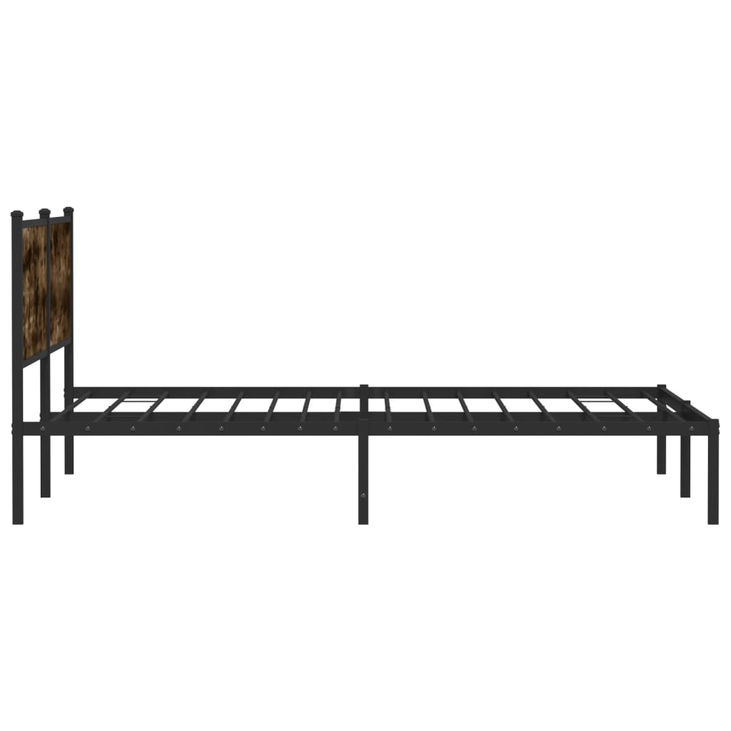 Metal bed frame without mattress smoked oak 193x203 cm