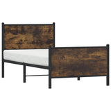 Metal bed frame without mattress smoked oak 80x200 cm