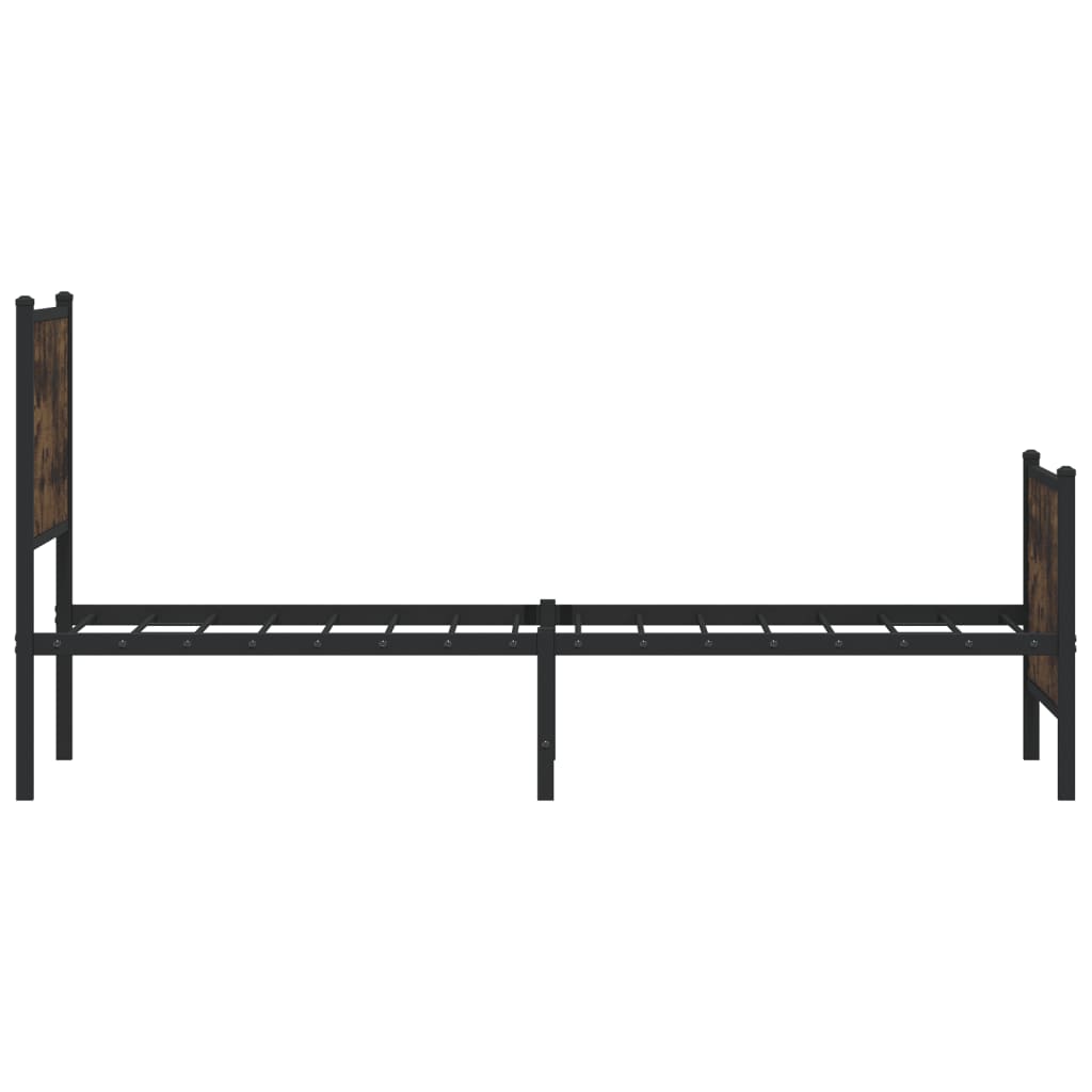 Metal bed frame without mattress smoked oak 80x200 cm