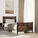 Metal bed frame without mattress smoked oak 80x200 cm