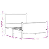 Cadre de lit en métal sans matelas chêne fumé 100x190 cm