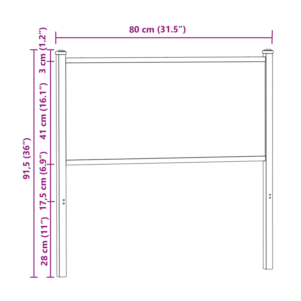 Tête de lit chêne fumé 75 cm bois d'ingénierie et acier