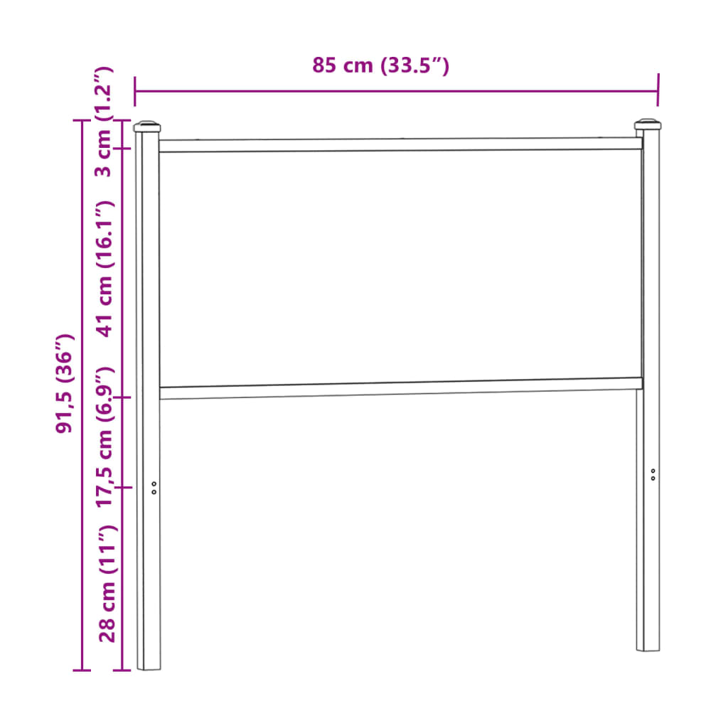 Tête de lit chêne fumé 80 cm bois d'ingénierie et acier