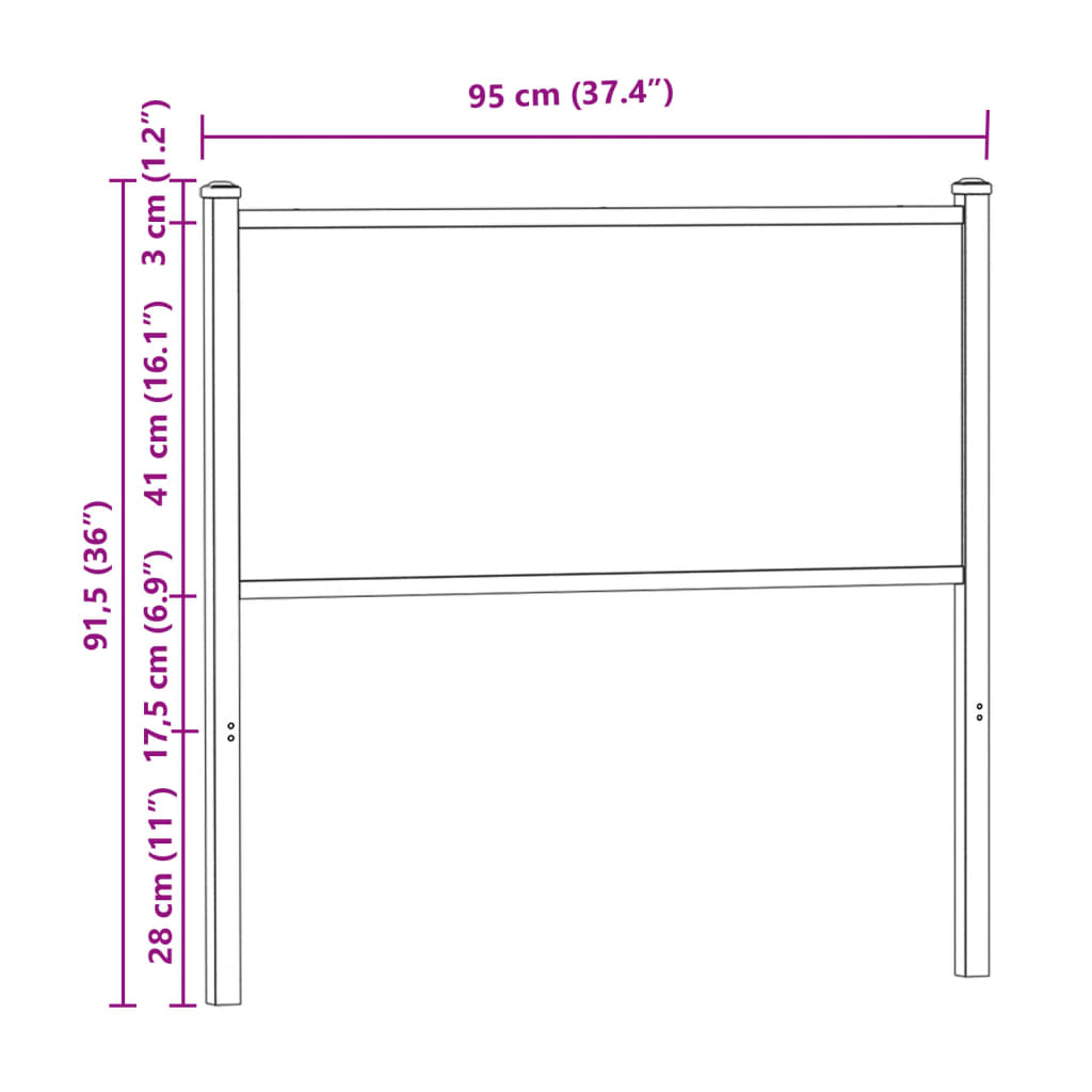 Tête de lit chêne fumé 90 cm bois d'ingénierie et acier