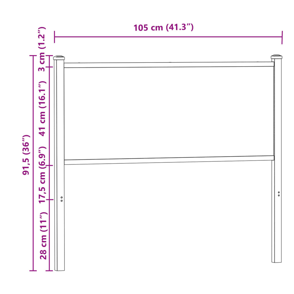 Tête de lit chêne fumé 100 cm bois d'ingénierie et acier