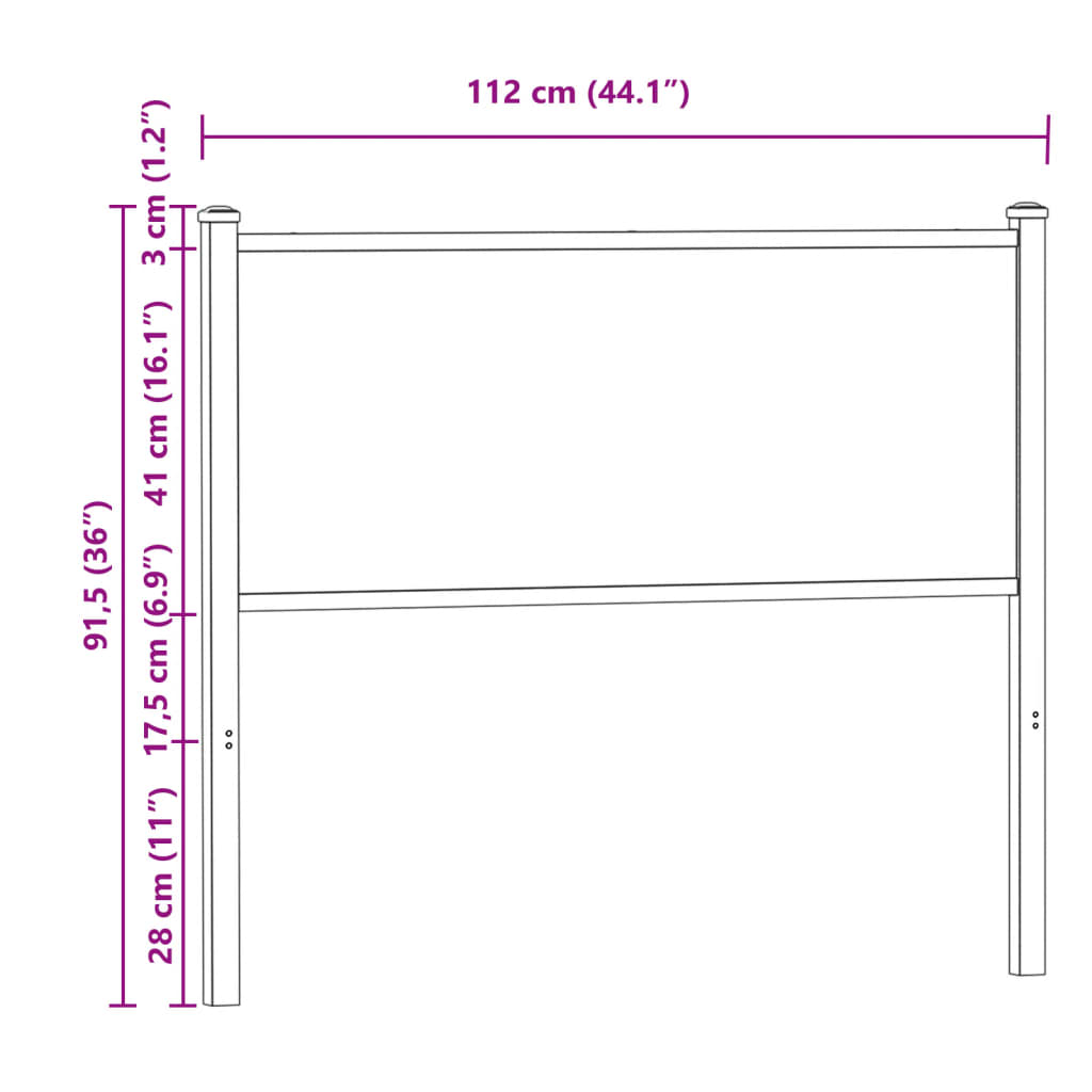 Tête de lit chêne fumé 107 cm bois d'ingénierie et acier