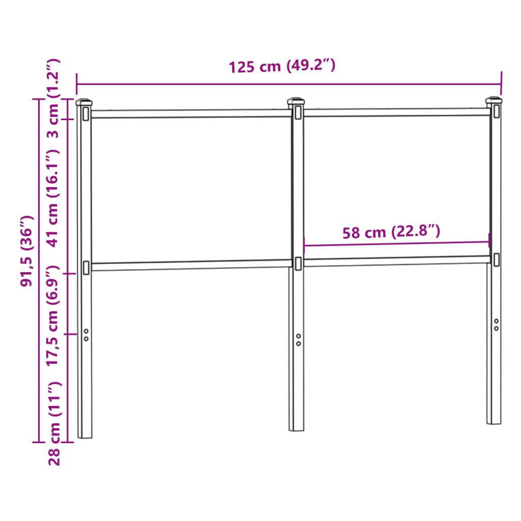 Tête de lit chêne fumé 120 cm bois d'ingénierie et acier