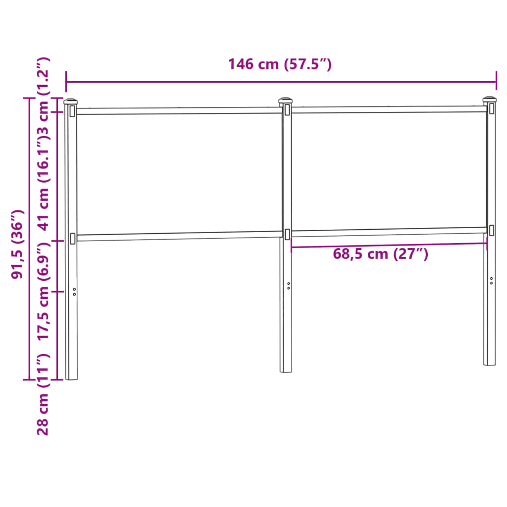 Tête de lit chêne fumé 140 cm bois d'ingénierie et acier