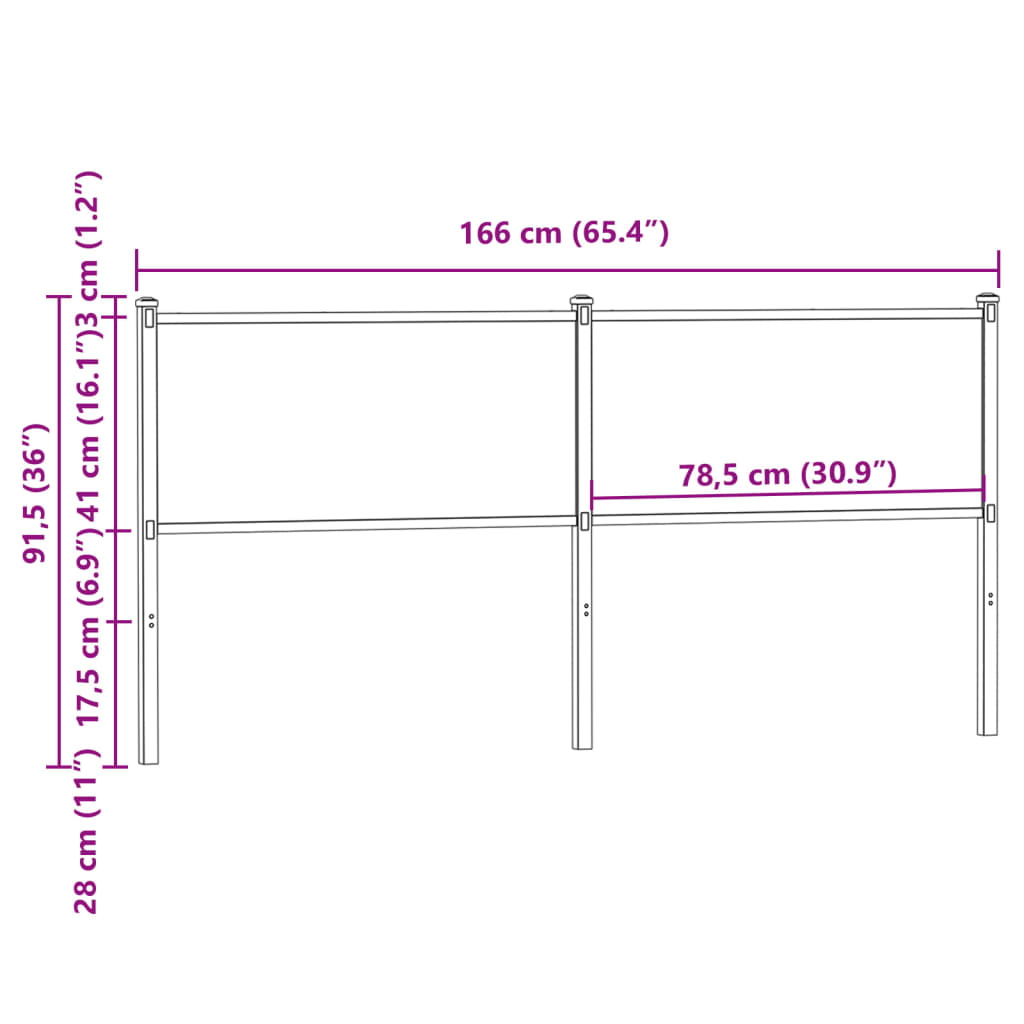 Tête de lit chêne fumé 160 cm bois d'ingénierie et acier