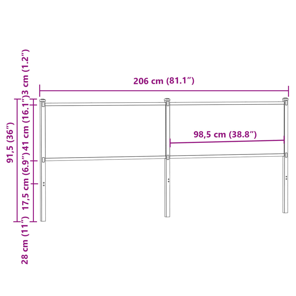 Tête de lit chêne fumé 200 cm bois d'ingénierie et acier