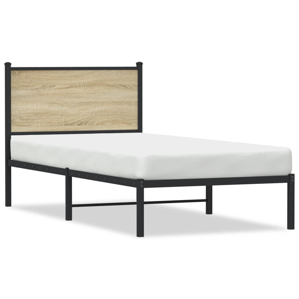 Cadre de lit en métal sans matelas chêne sonoma 75x190 cm