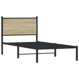 Cadre de lit en métal sans matelas chêne sonoma 75x190 cm