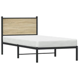 Cadre de lit en métal sans matelas chêne sonoma 75x190 cm