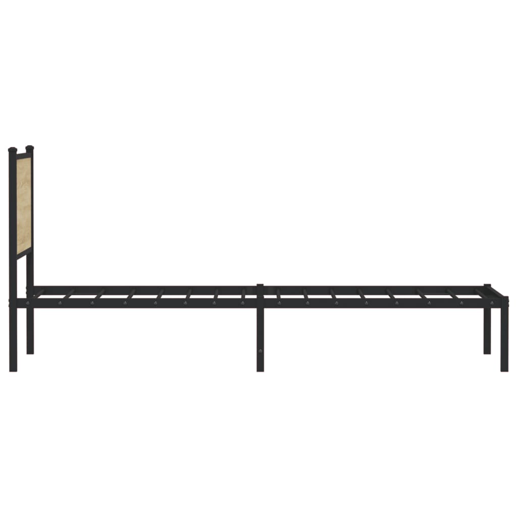 Cadre de lit en métal sans matelas chêne sonoma 75x190 cm