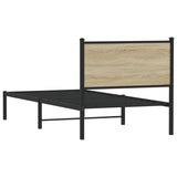 Cadre de lit en métal sans matelas chêne sonoma 75x190 cm