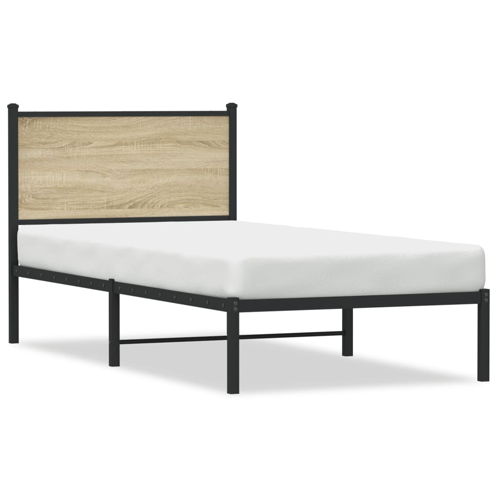 Cadre de lit en métal sans matelas chêne sonoma 90x190 cm