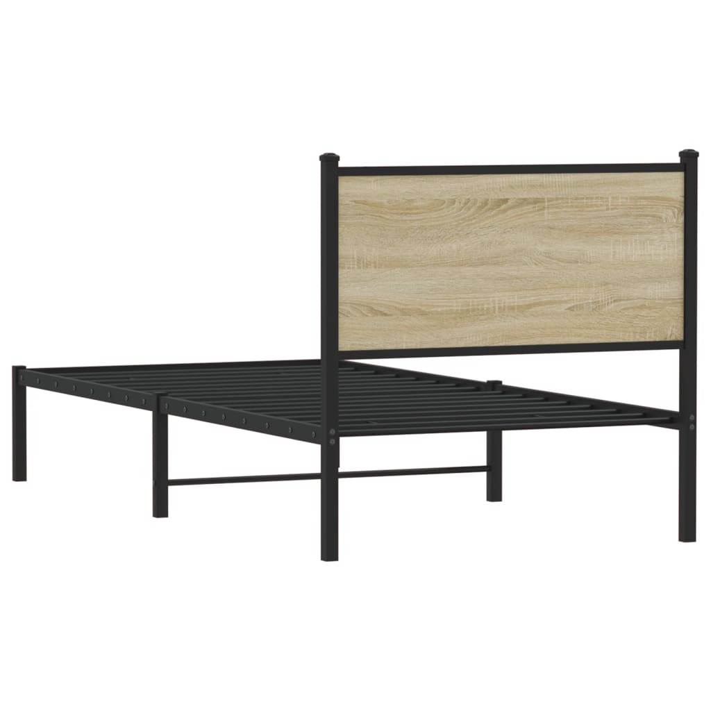 Cadre de lit en métal sans matelas chêne sonoma 90x190 cm