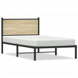 Cadre de lit en métal sans matelas chêne sonoma 107x203 cm