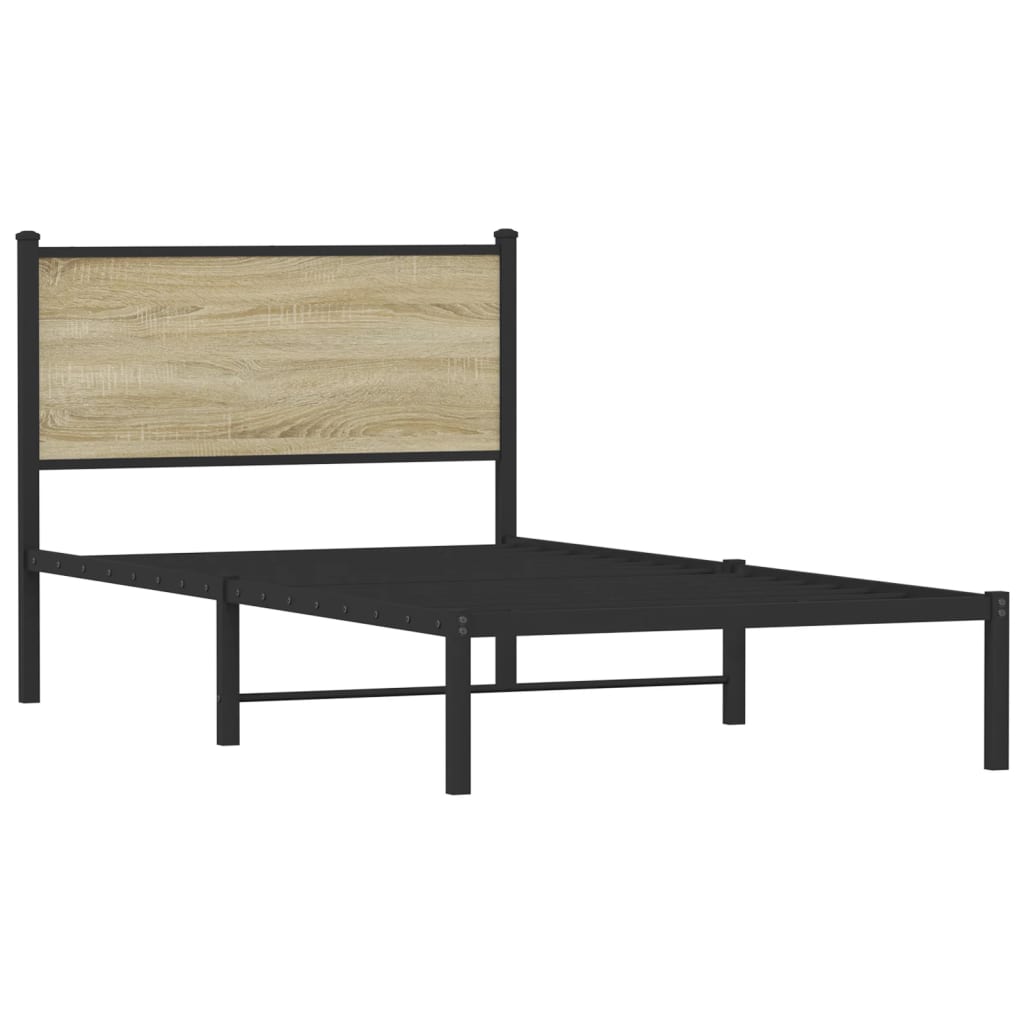 Cadre de lit en métal sans matelas chêne sonoma 107x203 cm