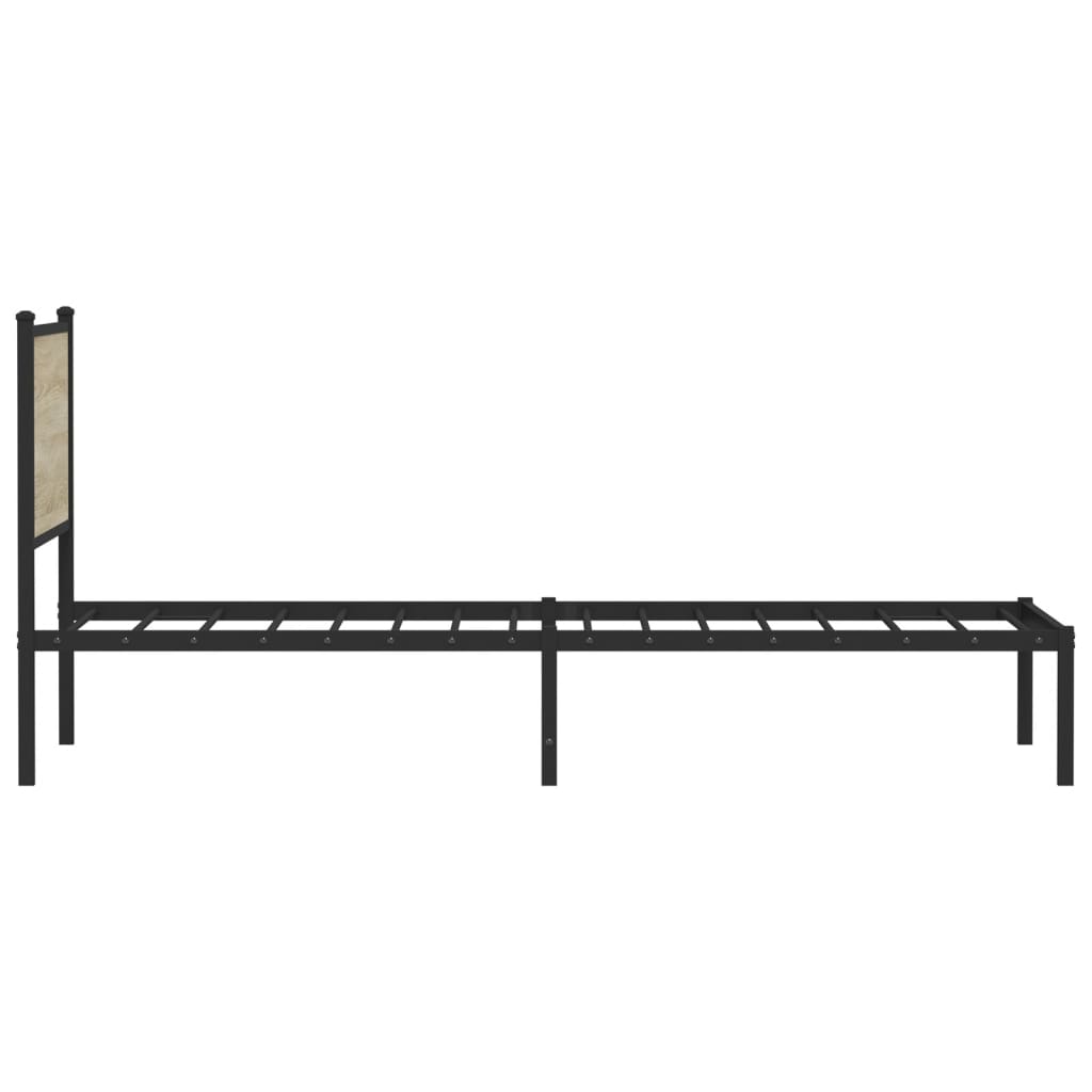 Cadre de lit en métal sans matelas chêne sonoma 107x203 cm