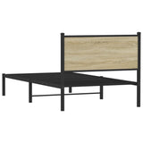 Cadre de lit en métal sans matelas chêne sonoma 107x203 cm