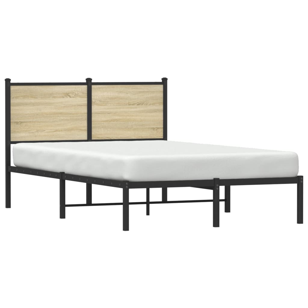 Cadre de lit en métal sans matelas chêne sonoma 120x190 cm