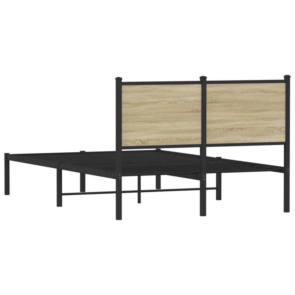 Cadre de lit en métal sans matelas chêne sonoma 120x190 cm