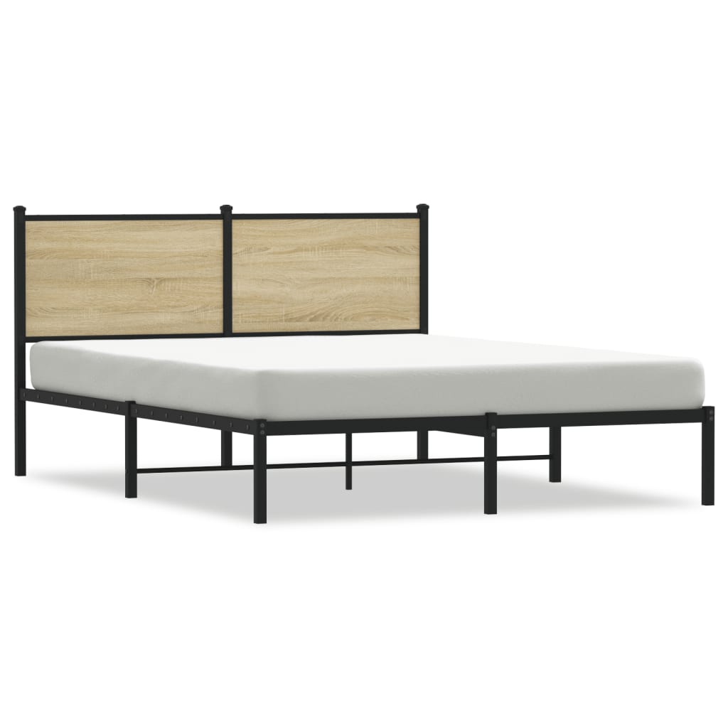 Cadre de lit en métal sans matelas chêne sonoma 137x190 cm