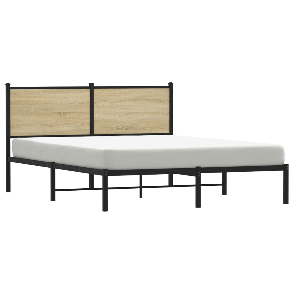 Cadre de lit en métal sans matelas chêne sonoma 137x190 cm