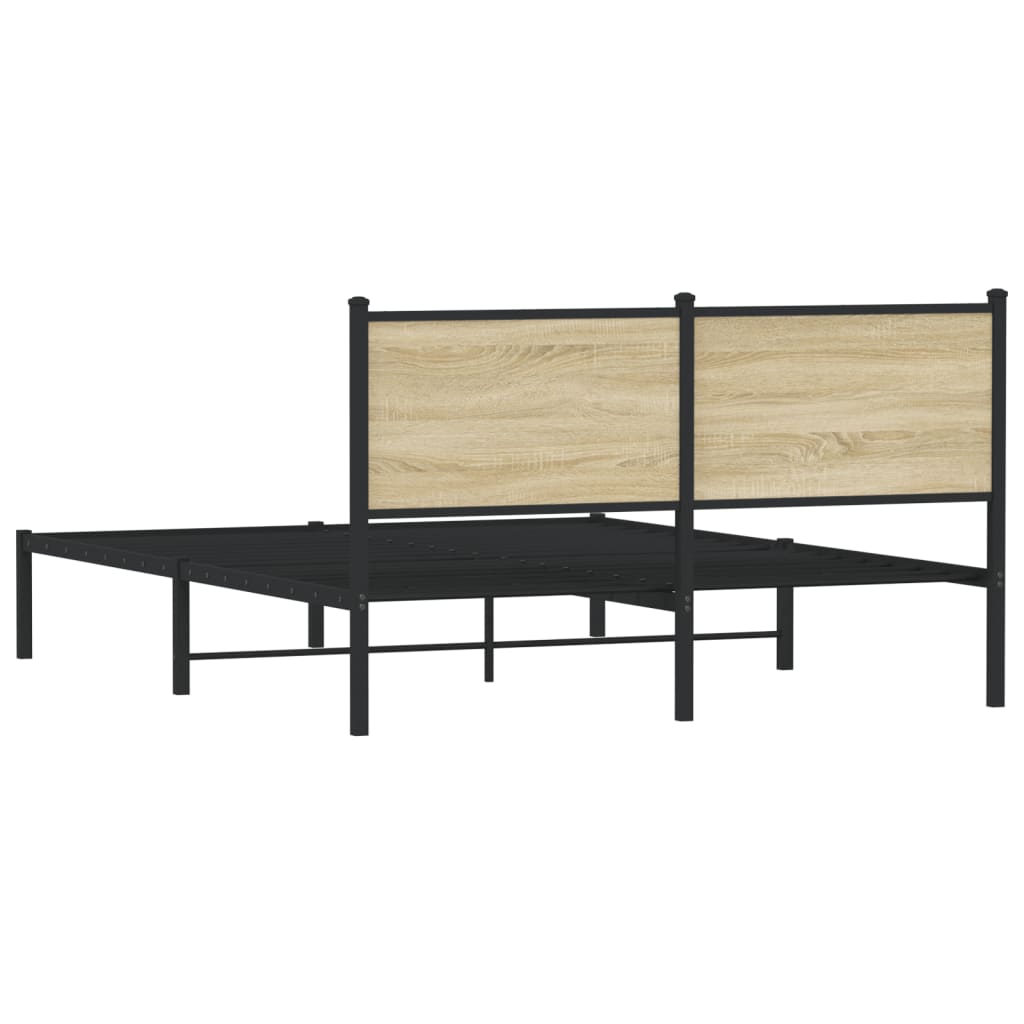 Cadre de lit en métal sans matelas chêne sonoma 140x190 cm