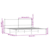 Metallbettgestell ohne Matratze Sonoma-Eiche 193x203 cm