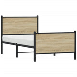 Cadre de lit en métal sans matelas chêne sonoma 75x190 cm