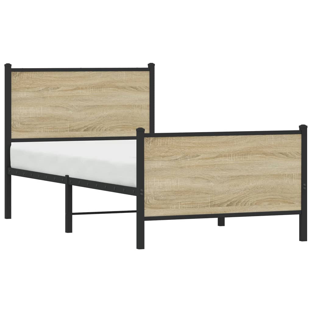 Cadre de lit en métal sans matelas chêne sonoma 90x190 cm