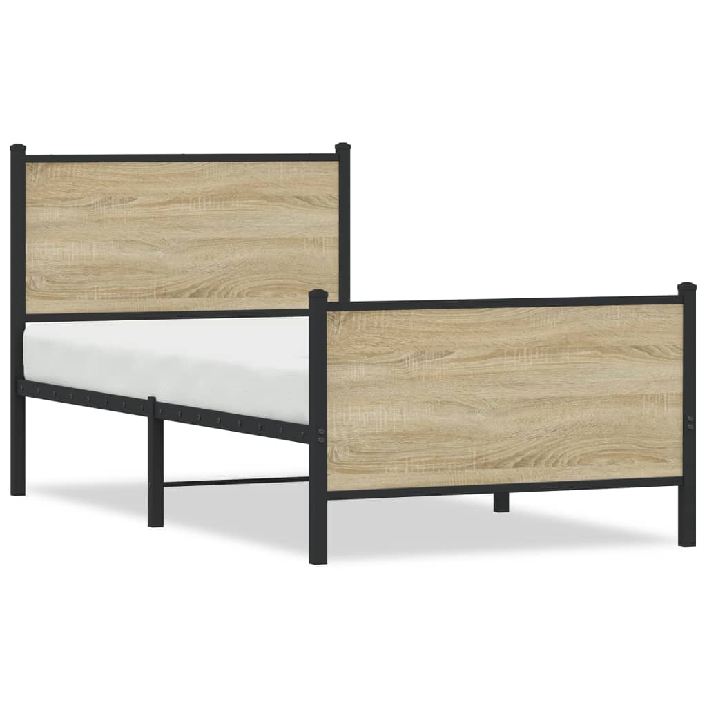 Cadre de lit en métal sans matelas chêne sonoma 90x200 cm