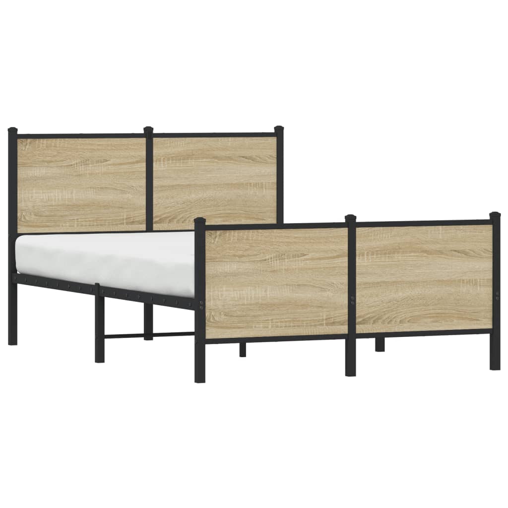 Cadre de lit en métal sans matelas chêne sonoma 120x190 cm