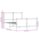 Cadre de lit en métal sans matelas chêne sonoma 120x190 cm