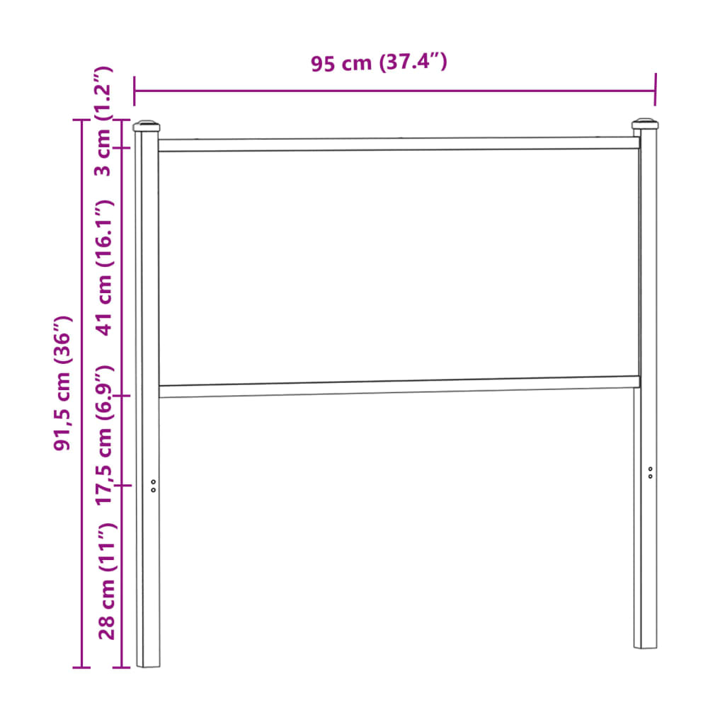 Tête de lit sonoma 90 cm bois d'ingénierie et acier