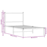 Metallbettgestell ohne Matratze, braune Eiche, 75 x 190 cm