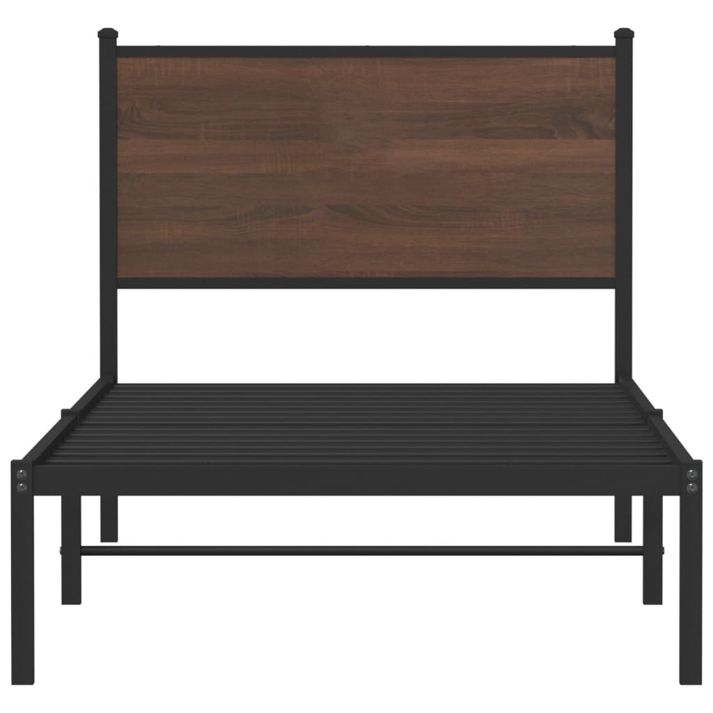 Cadre de lit en métal sans matelas chêne marron 90x200 cm